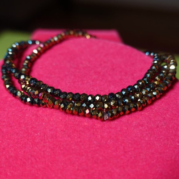 (NWT) Hematite (Green/Rainbow/Gold) Bead Bracelet Stack (3 Bracelets) - Picture 2 of 9